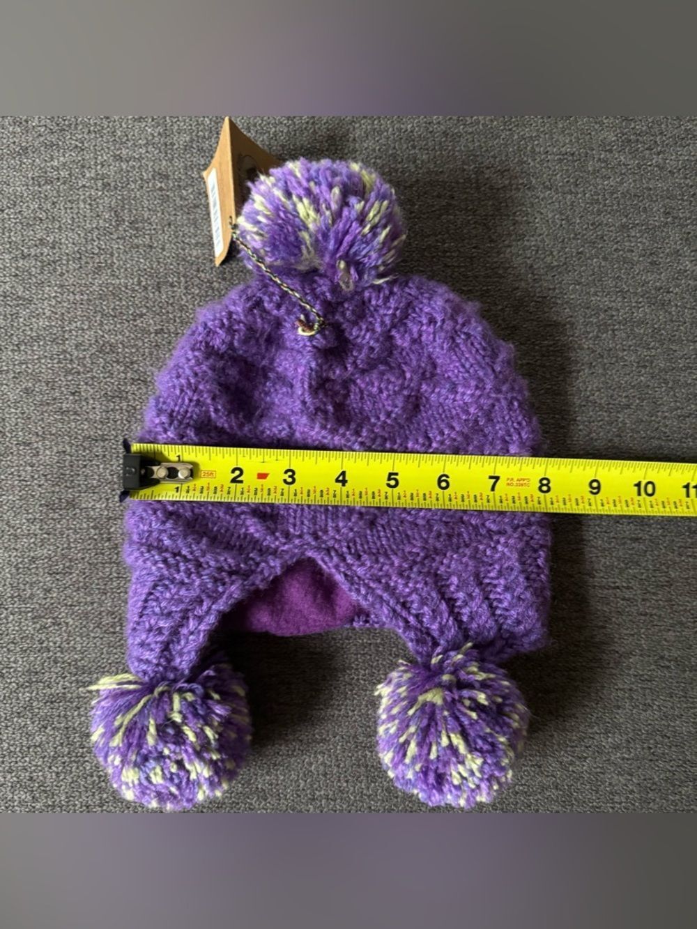 Andes Gifts Alpaca Purple Knit Pom Pom Beanie Hat Cozy Toddler Girl 2T-5T NEW - Picture 4 of 8